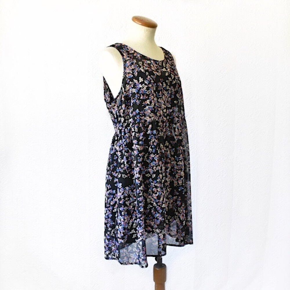 Express Black Floral Chiffon Babydoll Dress